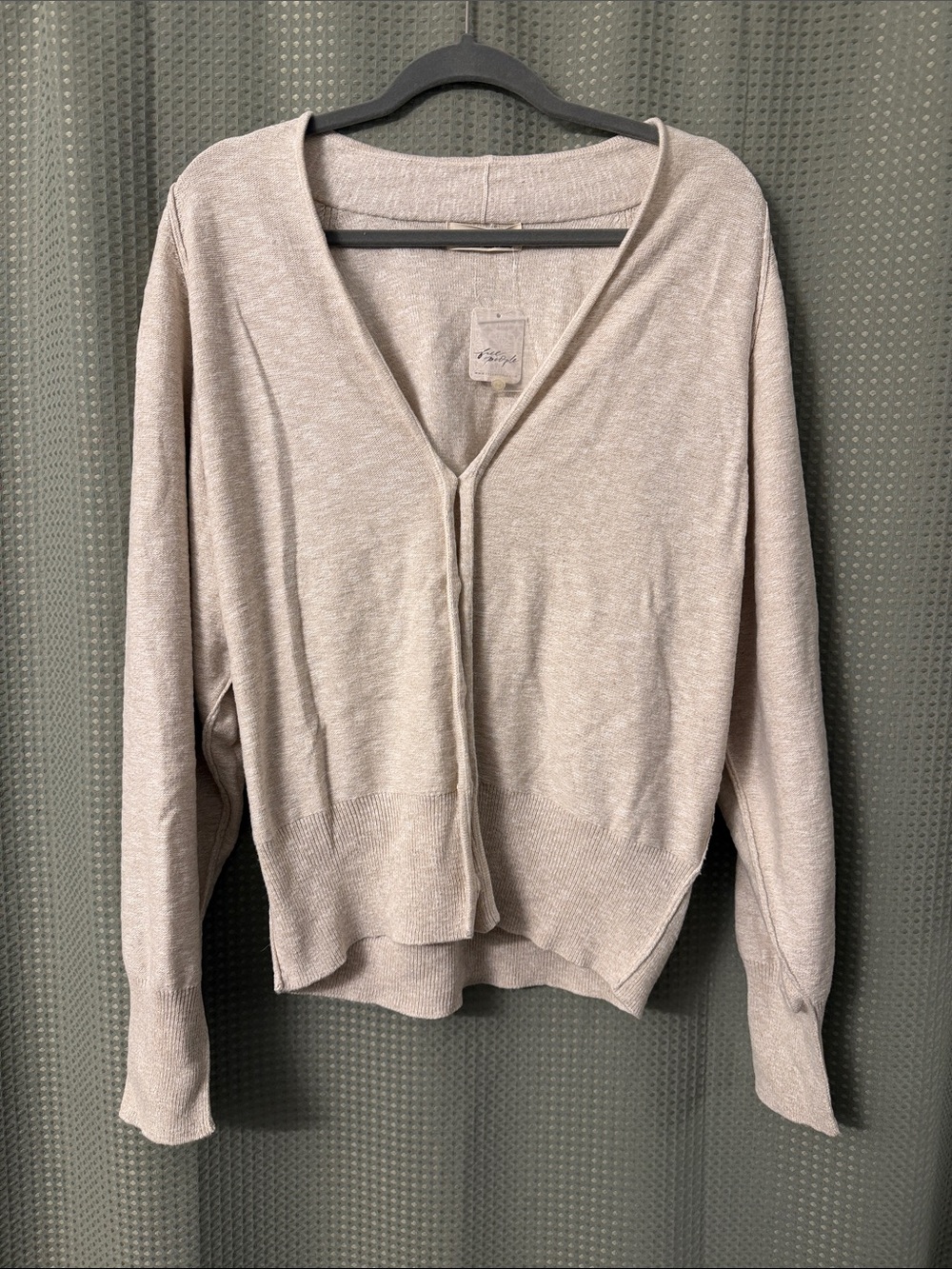 Free People Soft Taupe Open Front Lightweight Cardigan